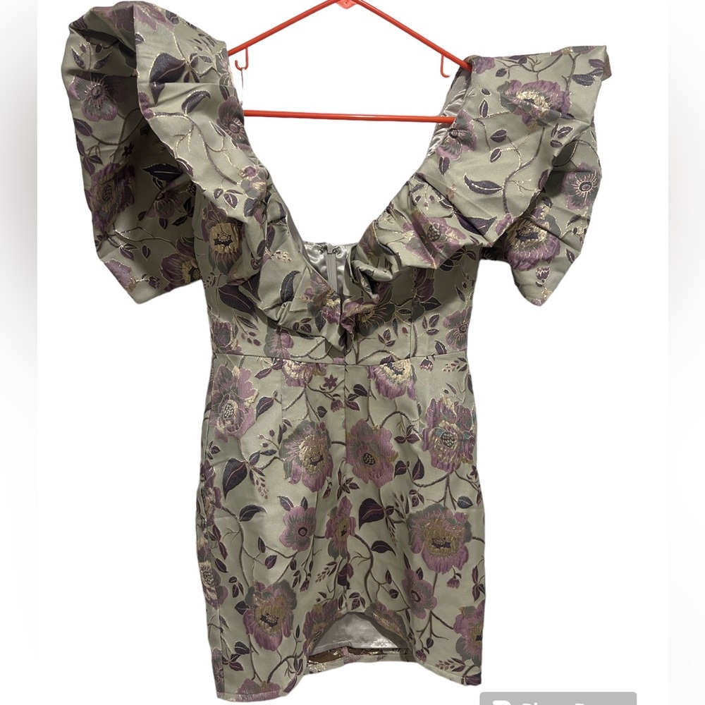 Dress, new with tags. Short dress, size small. Sage with gold and lilac